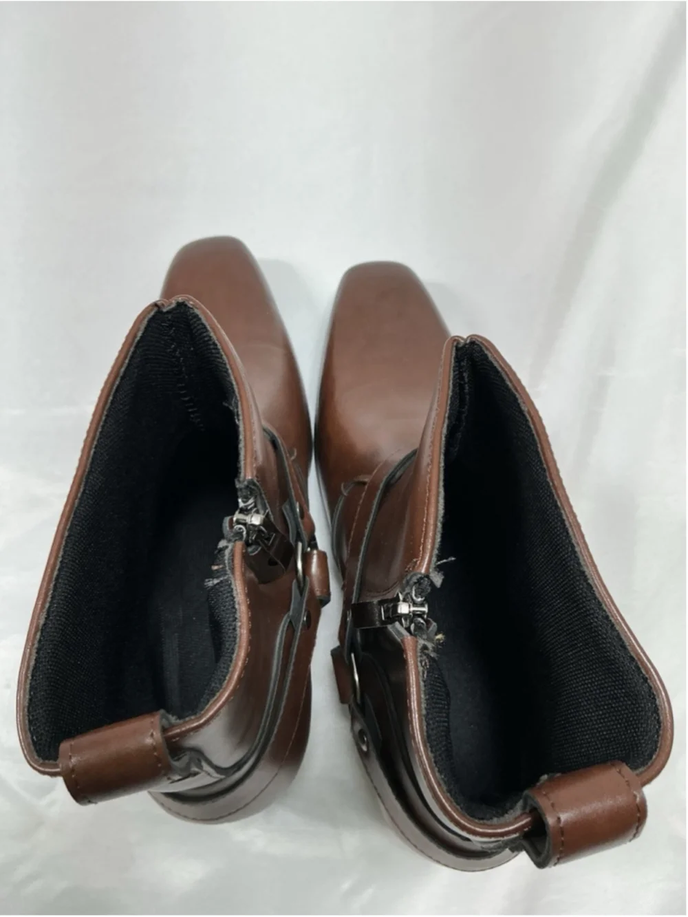 Mens New Dress Chukka Boots Eu 45 Us 12 Brown Block Heel Side Zip Buckle Accent